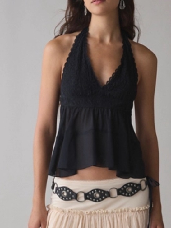 Urban Outfitters Tops - urban outfitters black lace halter top NWOT